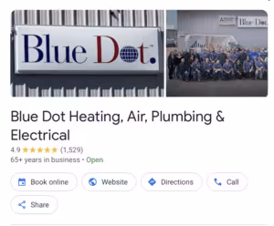 great google business profile hvac company Blue Dot HVAC Google Profile