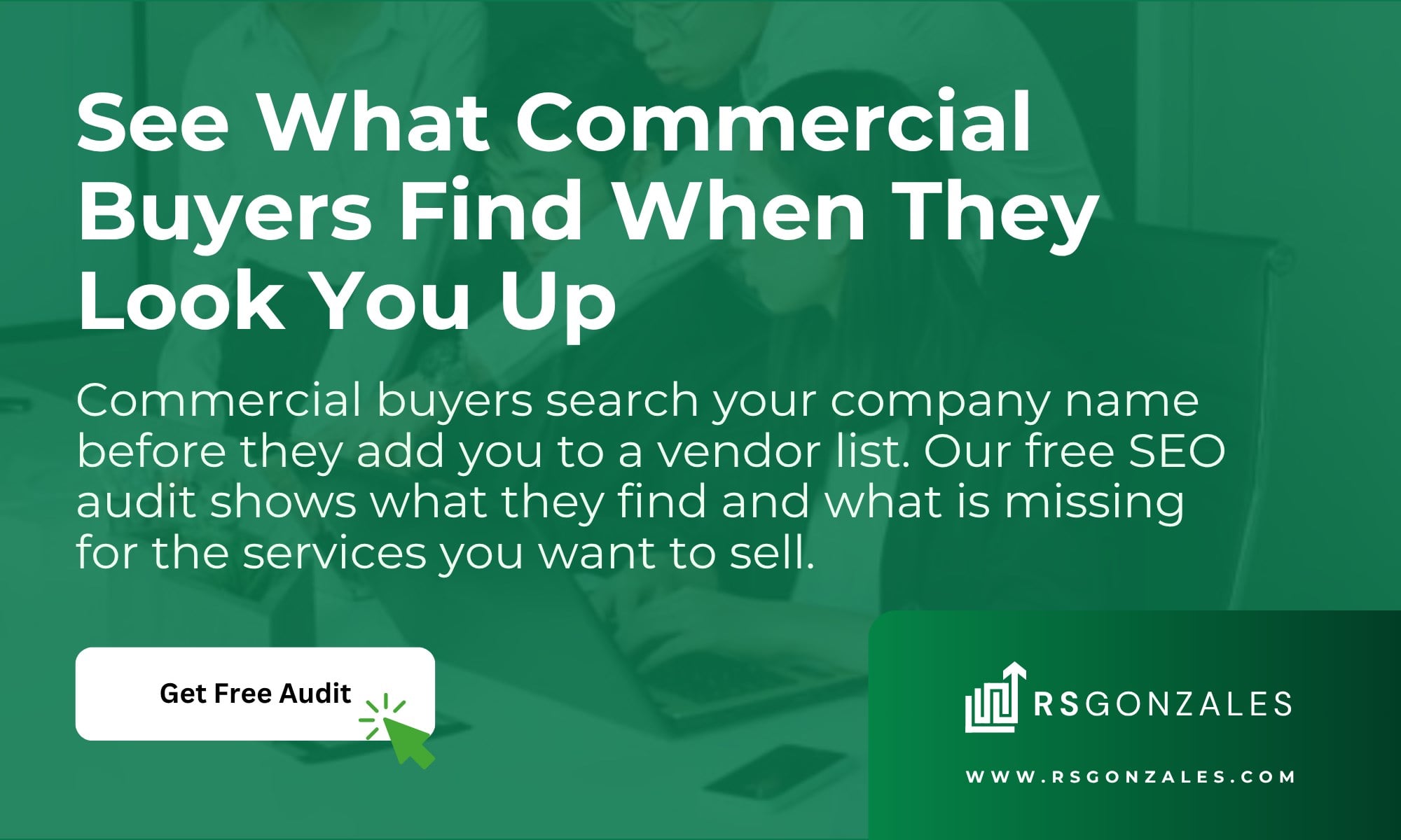 See What Commercial Buyers Find When They Look You Up. Commercial buyers search your company name before they add you to a vendor list. Our free SEO audit shows what they find and what is missing for the services you want to sell. Get Your Free HVAC SEO Audit.