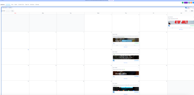 A publishing calendar showing scheduled HVAC social posts across the month