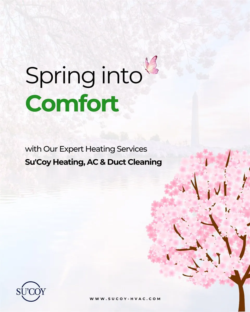 An HVAC social post built without job-site footage: a seasonal Spring into Comfort graphic