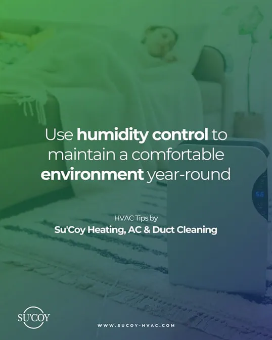 An HVAC tip post about using humidity control to keep a comfortable home year-round, built without photos