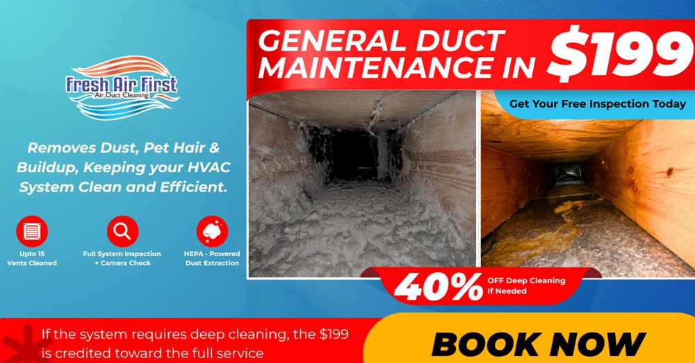 Before-and-after duct cleaning ad creative