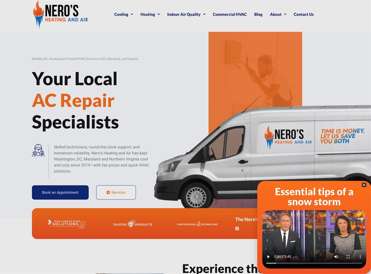 Julian Jones of Nero’s Heating & Air interviewed on DC News Now during a winter storm