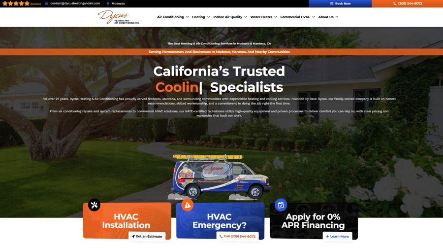 The same HVAC company website after RS Gonzales rebuilt it &mdash; custom, branded, and conversion-focused
