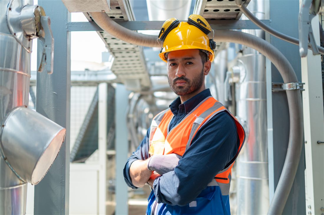 HVAC technician on service call