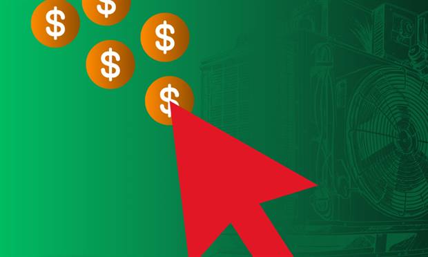 Blog banner: a cursor arrow clicking among falling dollar coins.