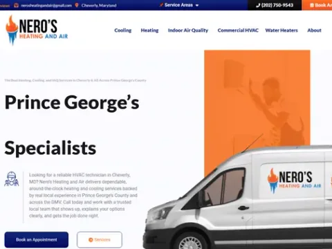 The Nero&rsquo;s Heating and Air website home page