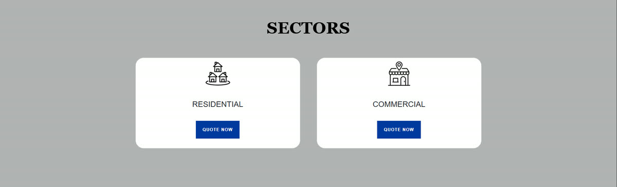 A section of the previous Fresh Air First website offering only two choices, residential and commercial, each with a quote button