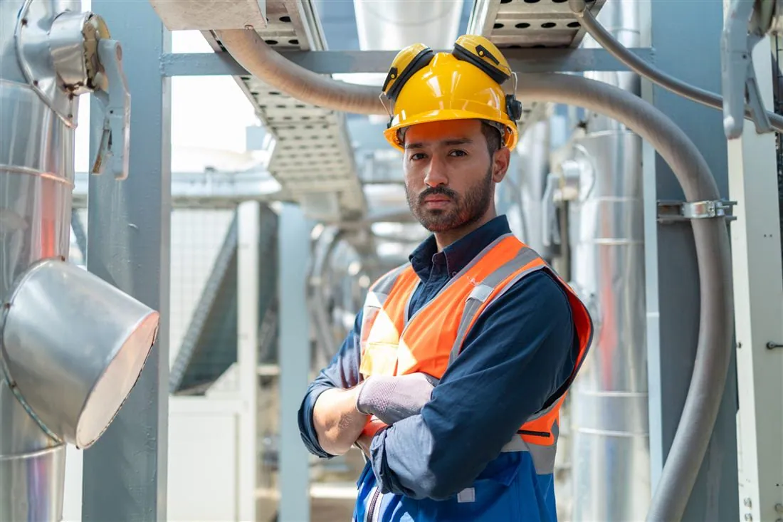 HVAC technician on service call