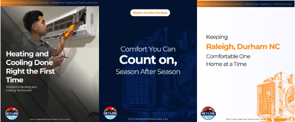 Real HVAC social media post designs created by RS Gonzales for a heating and cooling company