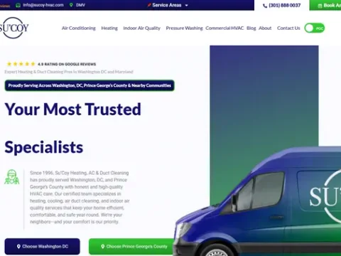 The Su&rsquo;Coy Heating, AC and Duct Cleaning website home page