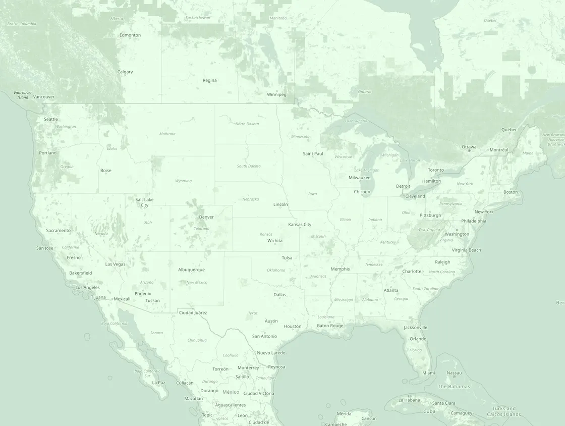 Map of the United States and Canada with the nine markets RS Gonzales clients operate in: Northern Virginia, North Texas, Greater Philadelphia, Northeast Ohio, Arizona, Massachusetts, Maryland, Washington, DC, British Columbia, Canada
