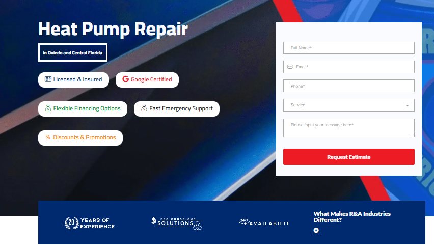 Service-area HVAC page that names the towns served and stacks local proof