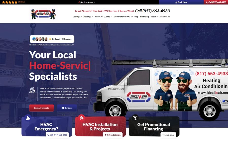 A fully custom HVAC website built around the contractor&rsquo;s own brand, crew, and trucks