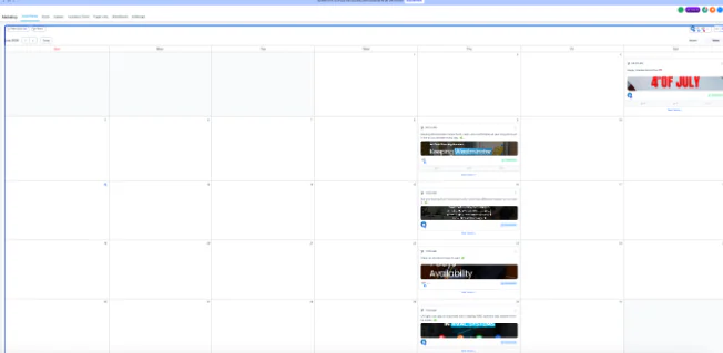 A publishing calendar showing scheduled HVAC social posts across the month