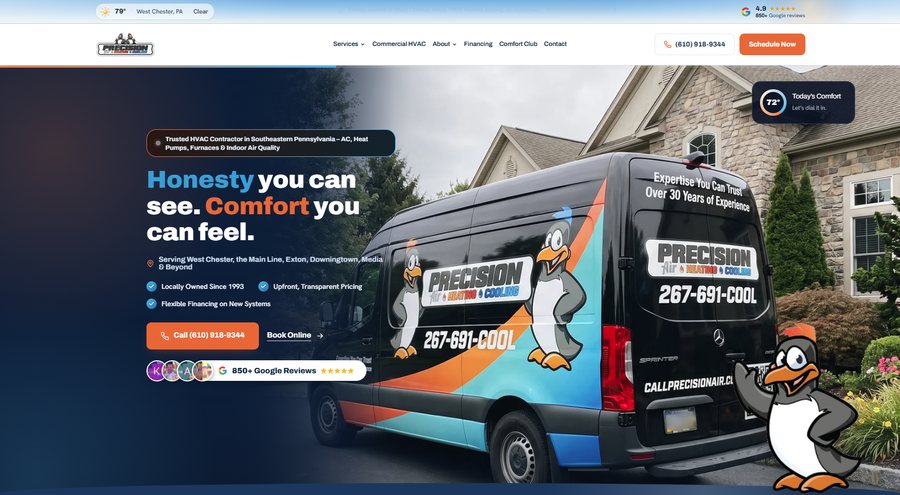 Alexany's HVAC website homepage design
