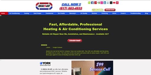 A dated, generic HVAC website that looks like a thousand others